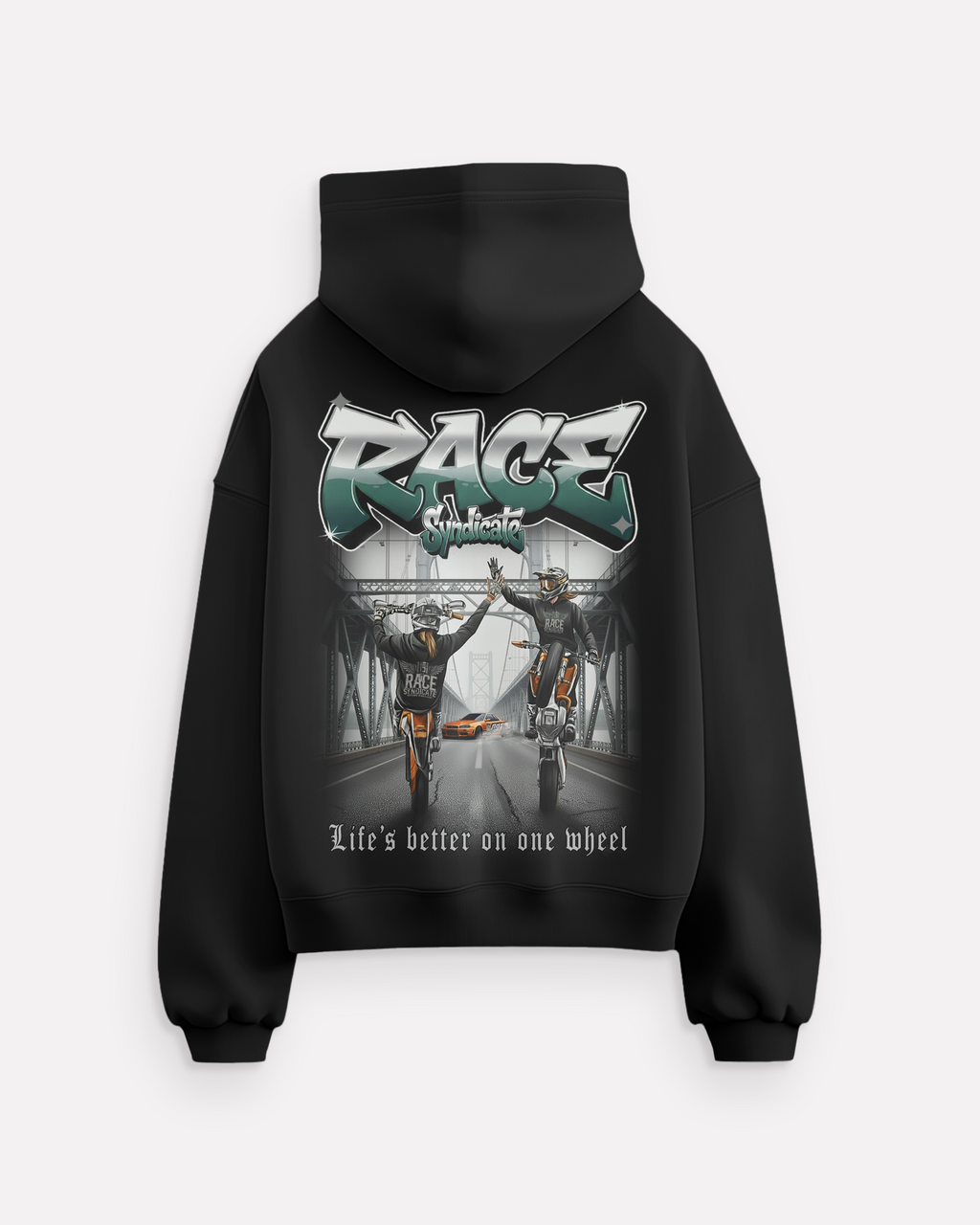 WHEELIE CREW Oversized Zipper Hoodie