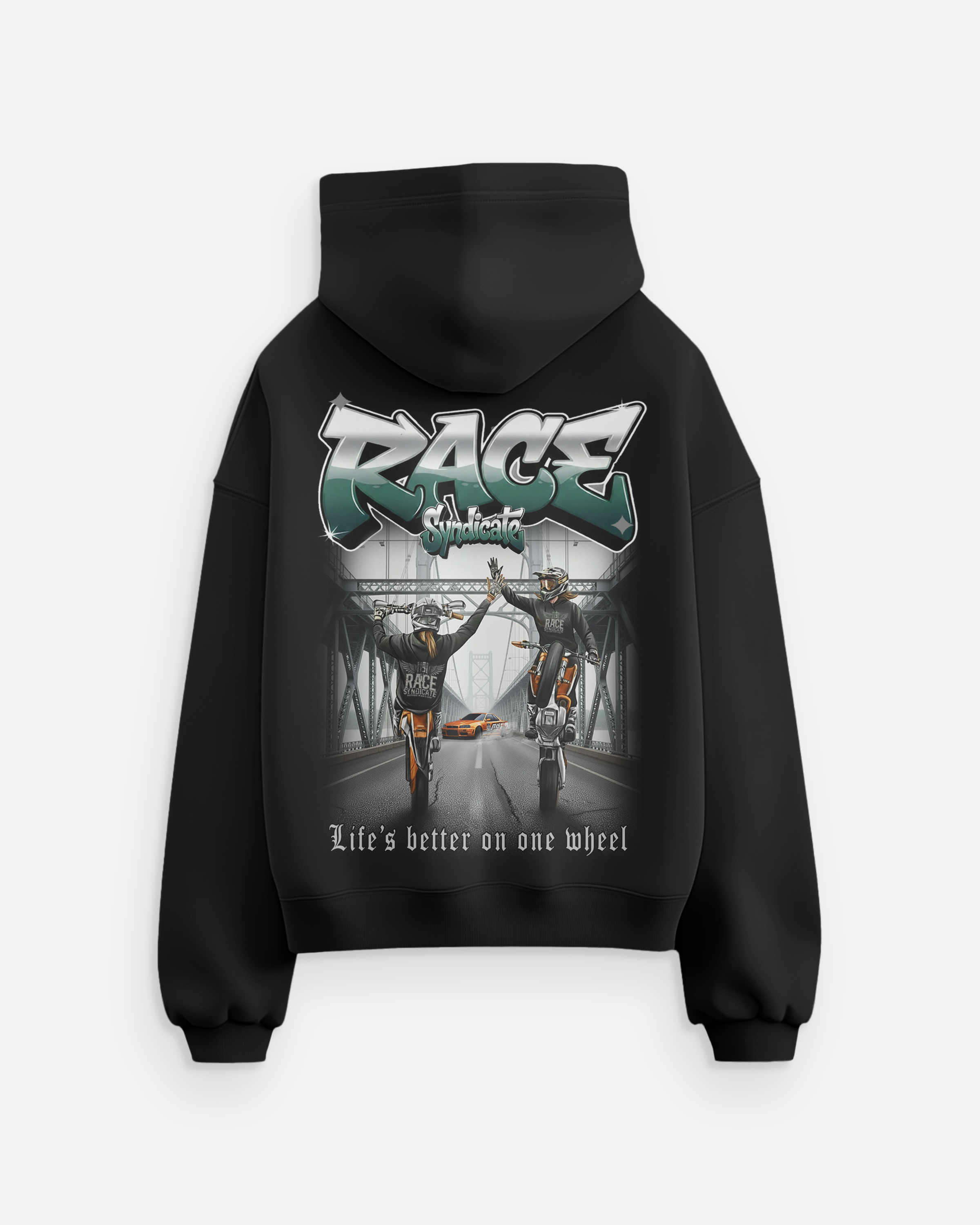 WHEELIE CREW Oversized Zipper Hoodie